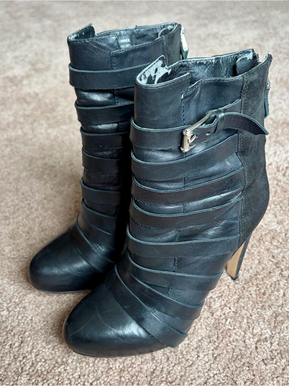 Sam Edelman Black Leather Kendrix Heeled Booties